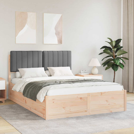 Letto con Testiera Rivestita Grigio scuro 140 x 200 cm | homemem39