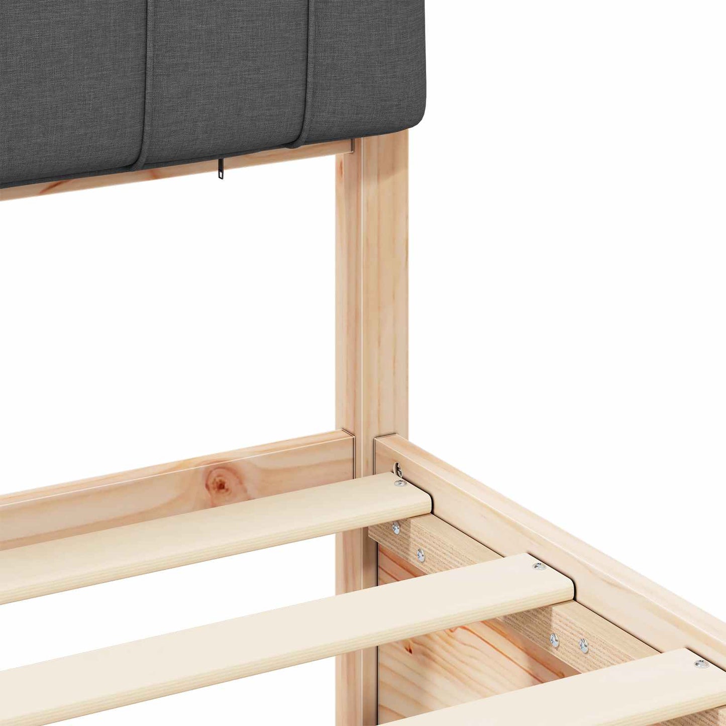 Letto con Testiera Rivestita Grigio scuro 140 x 190 cm