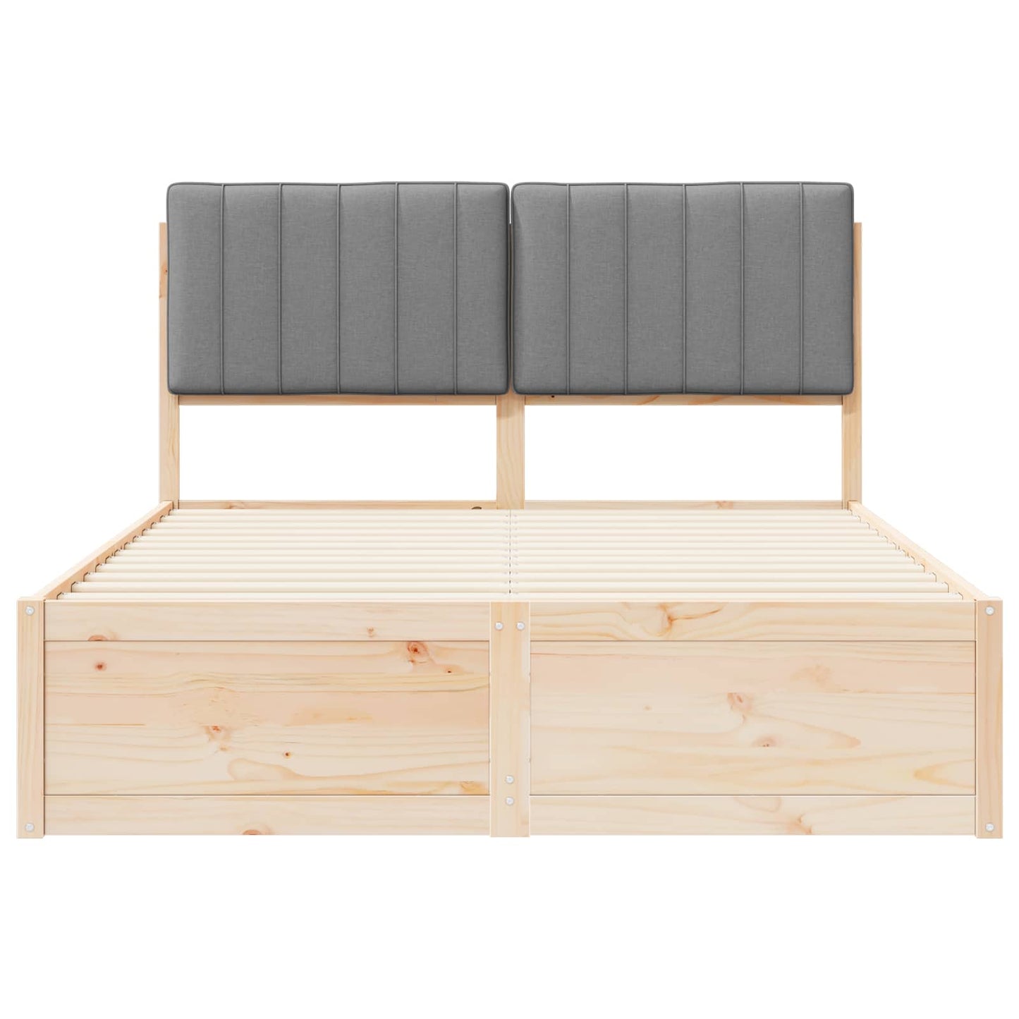 Letto con Testiera Rivestita Grigio chiaro 135 x 190 cm