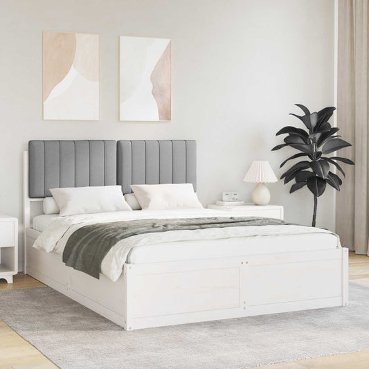 Letto con Testiera Rivestita Grigio chiaro 135 x 190 cm | homemem39