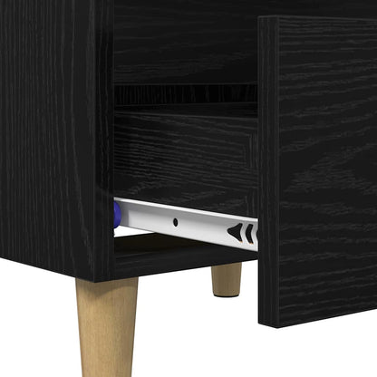 Armadietto per letto con cassetto Rovere Nero 40 x 35 x 50 cm | homemem39