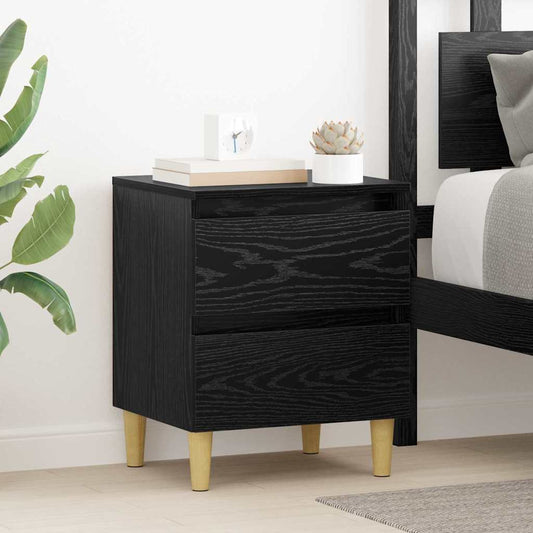 Armadietto per letto con cassetto Rovere Nero 40 x 35 x 50 cm | homemem39