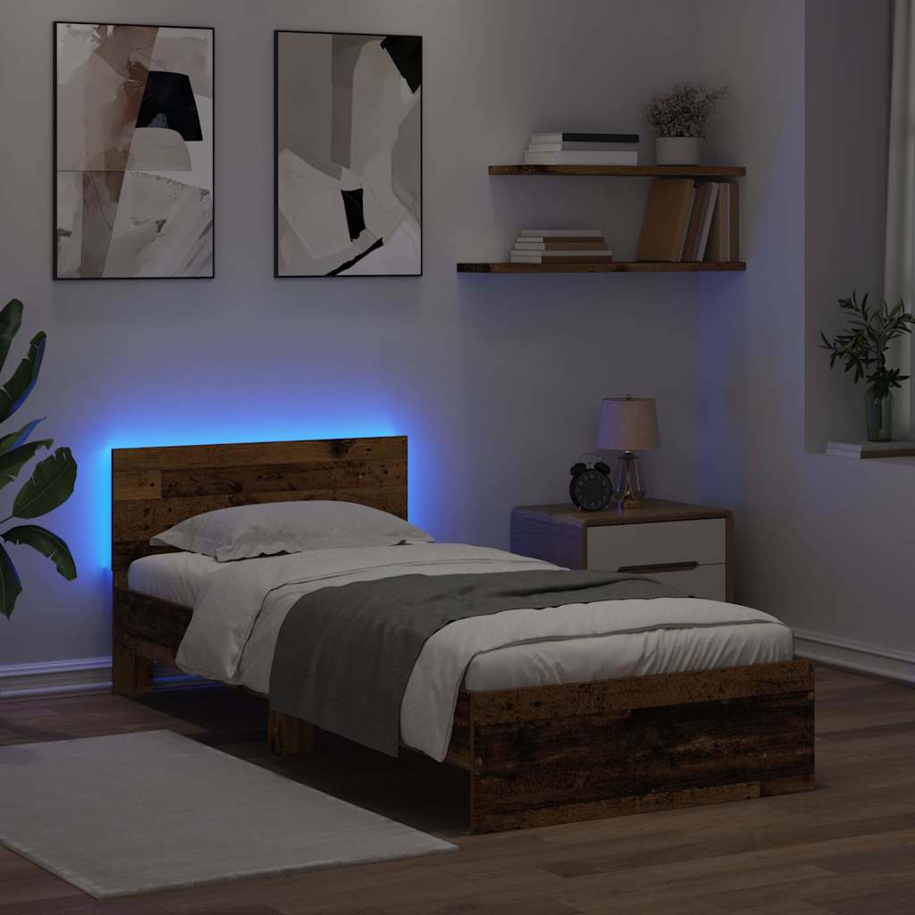 Struttura del letto con testiera Legno vecchio 100 x 200 cm