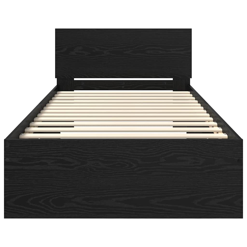 Struttura del letto Rovere Nero 90 x 200 cm Legno multistrato