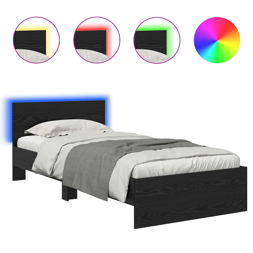 Struttura del letto Rovere Nero 90 x 190 cm Legno multistrato