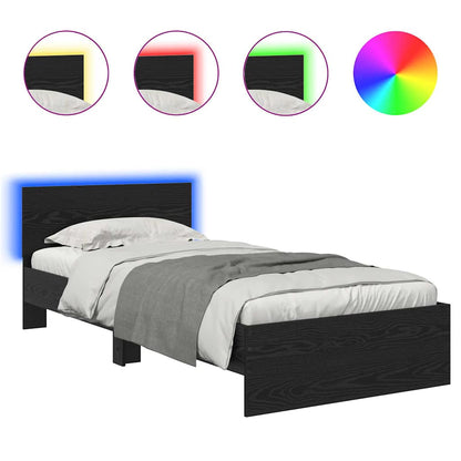 Struttura del letto Rovere Nero 90 x 190 cm Legno multistrato