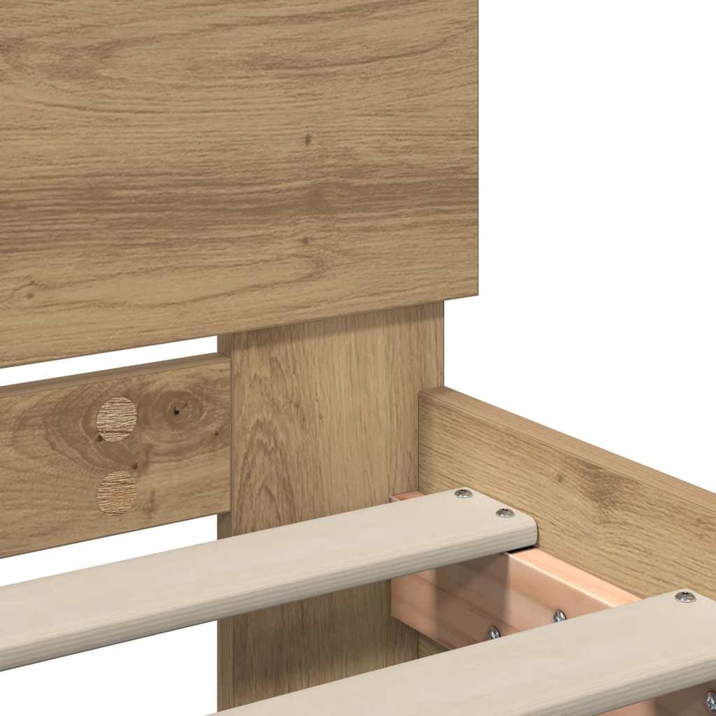 Struttura del letto con testiera Rovere artigianale 75 x 190 cm