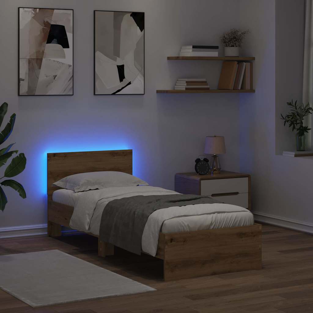 Struttura del letto con testiera Rovere artigianale 75 x 190 cm