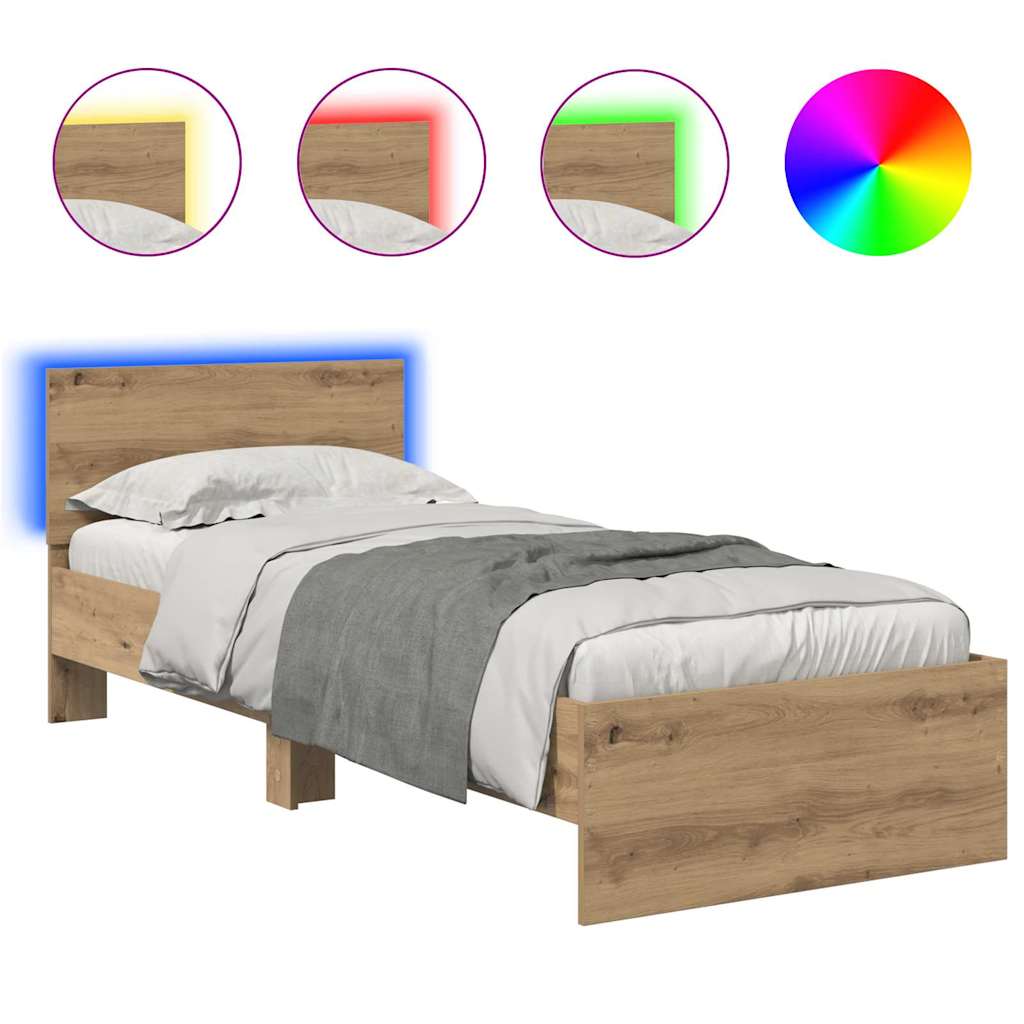 Struttura del letto con testiera Rovere artigianale 75 x 190 cm