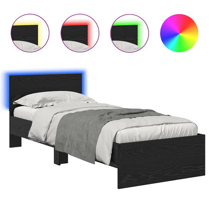 Struttura del letto Rovere Nero 75 x 190 cm Legno multistrato