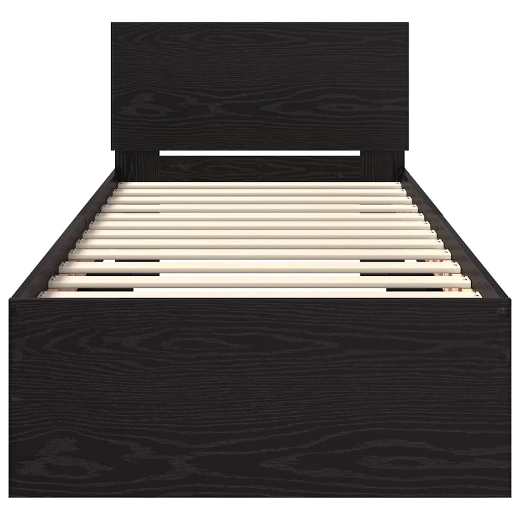 Struttura del letto Rovere Nero 75 x 190 cm Legno multistrato
