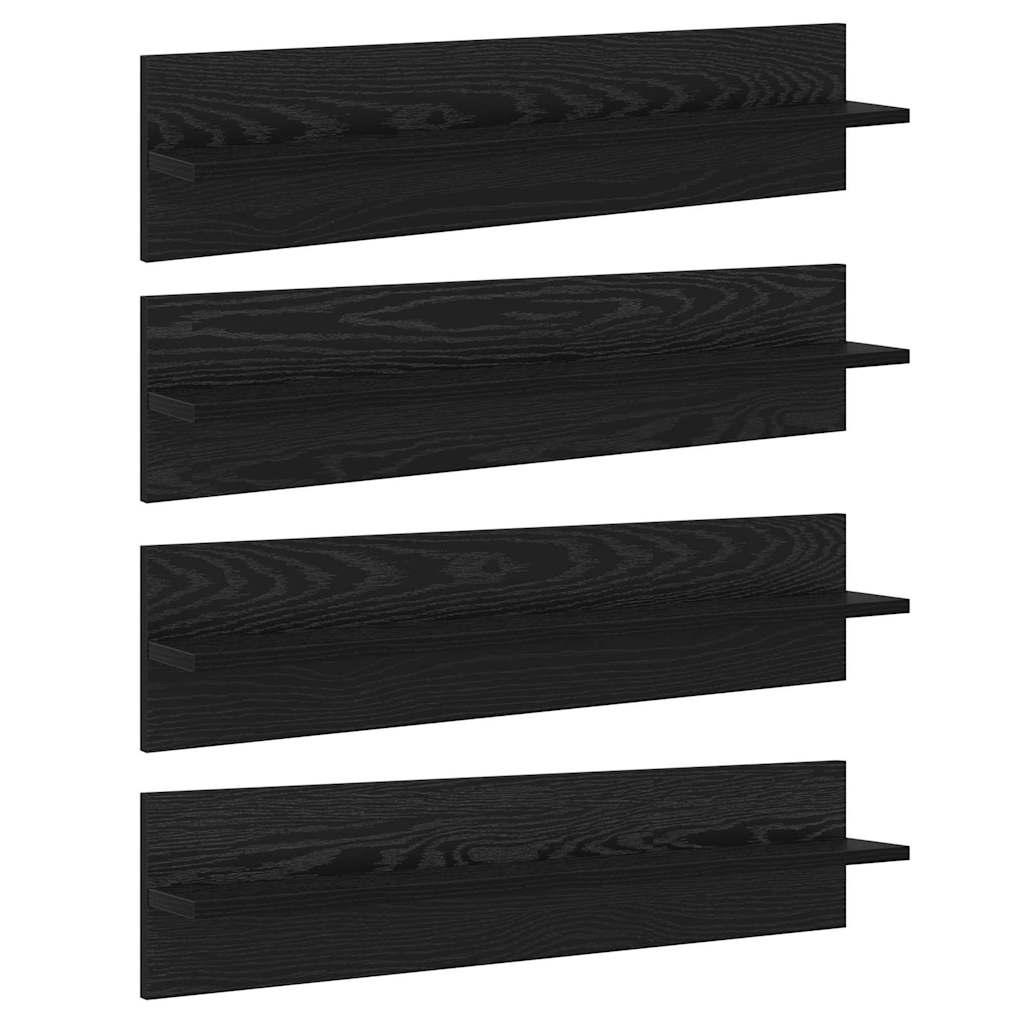 Scaffali da parete 4 pcs Rovere Nero 80 x 11,5 x 18 cm