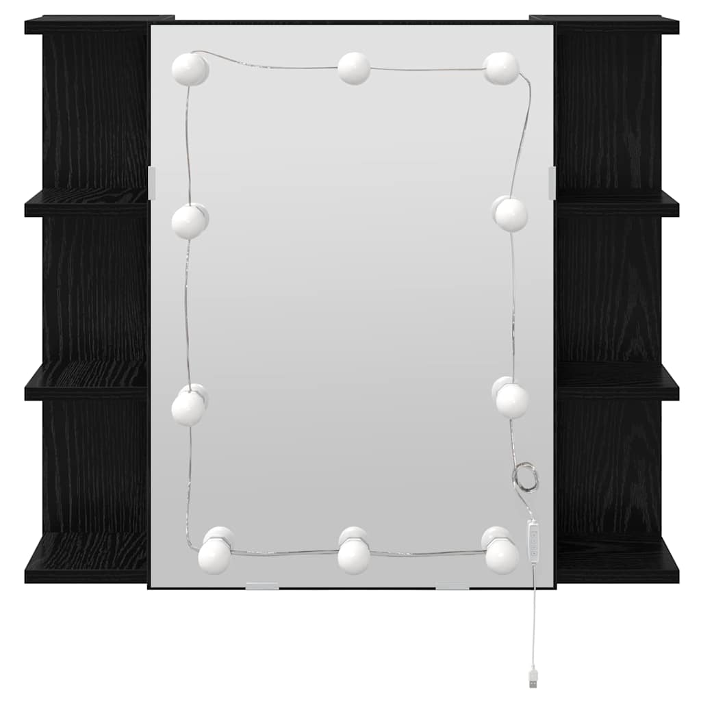 Mobiletto per specchio Rovere Nero 70 x 16,5 x 60 cm