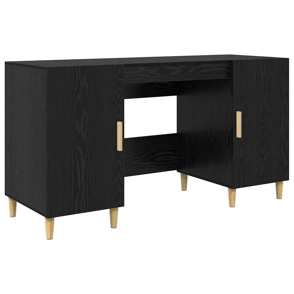Scrivania Rovere Nero 140 x 50 x 75 cm Legno multistrato | homemem39
