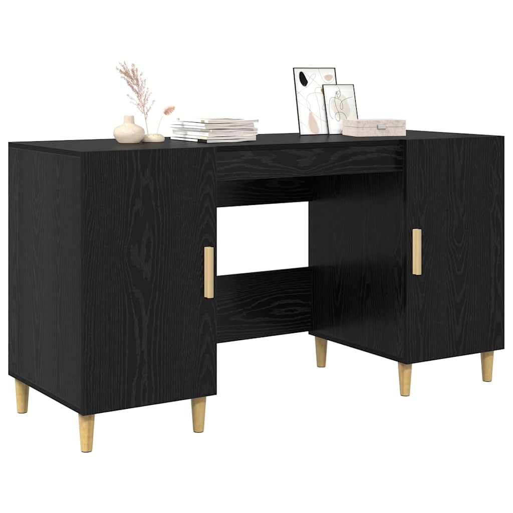 Scrivania Rovere Nero 140 x 50 x 75 cm Legno multistrato | homemem39