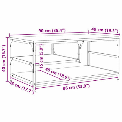 Tavolino da salotto Rovere Nero 90 x 49 x 40 cm