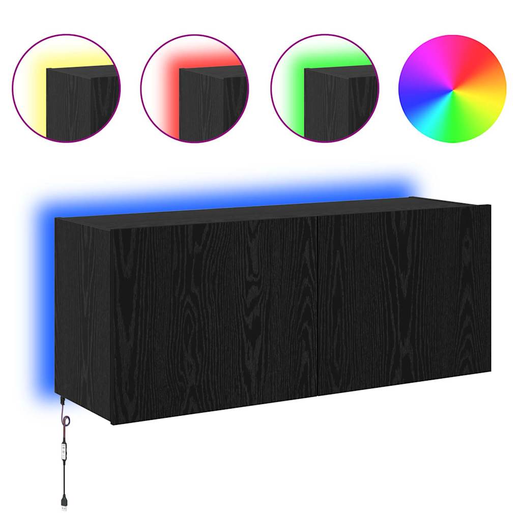 Mobile TV da parete Rovere Nero 100 x 35 x 41 cm