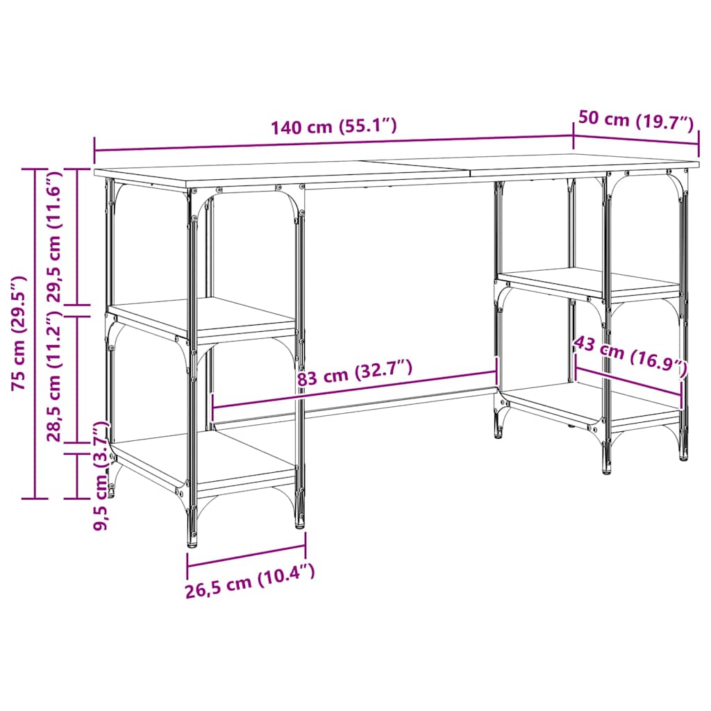 Scrivania Legno vecchio 140 x 50 x 75 cm Legno multistrato | homemem39