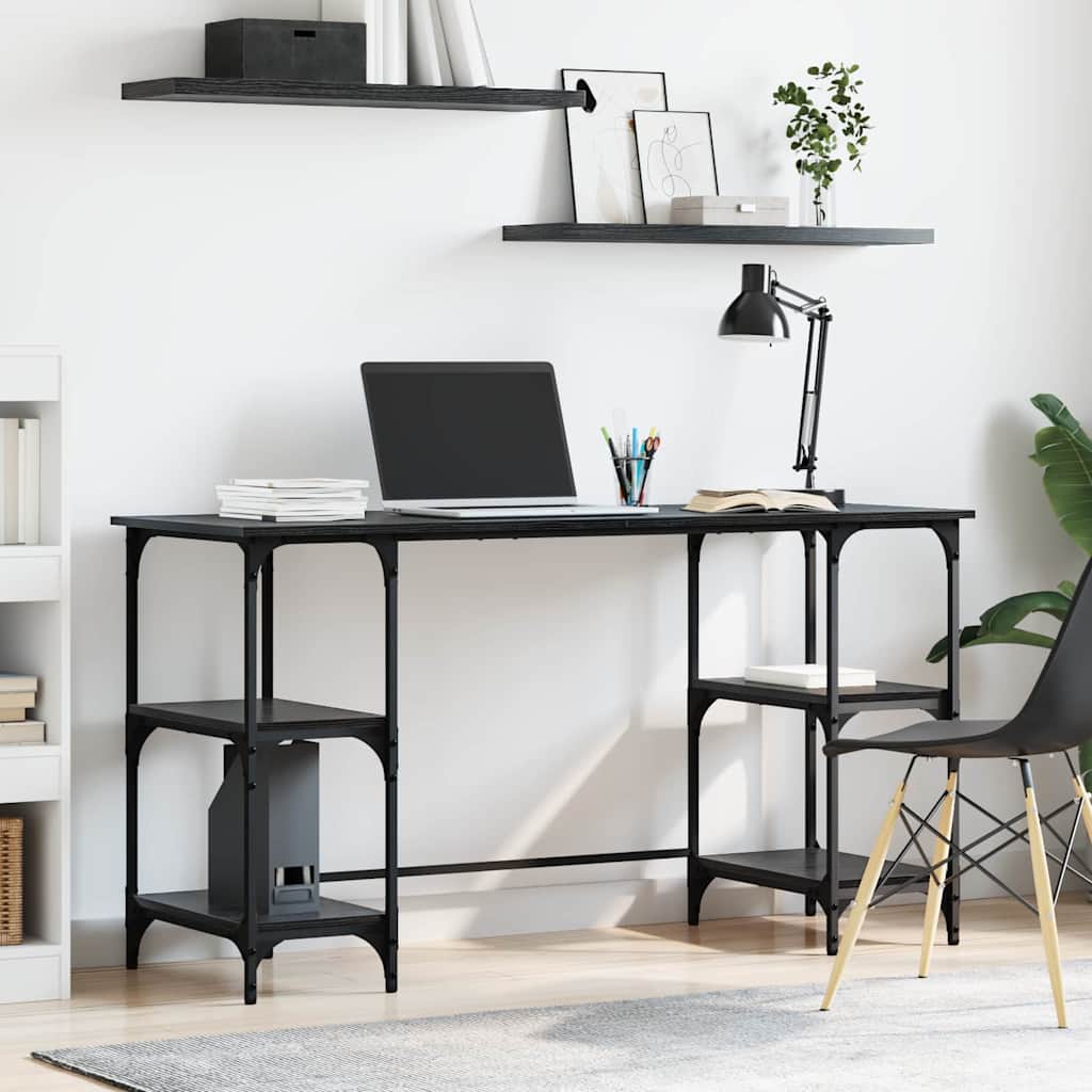 Scrivania Rovere Nero 140 x 50 x 75 cm Legno multistrato | homemem39