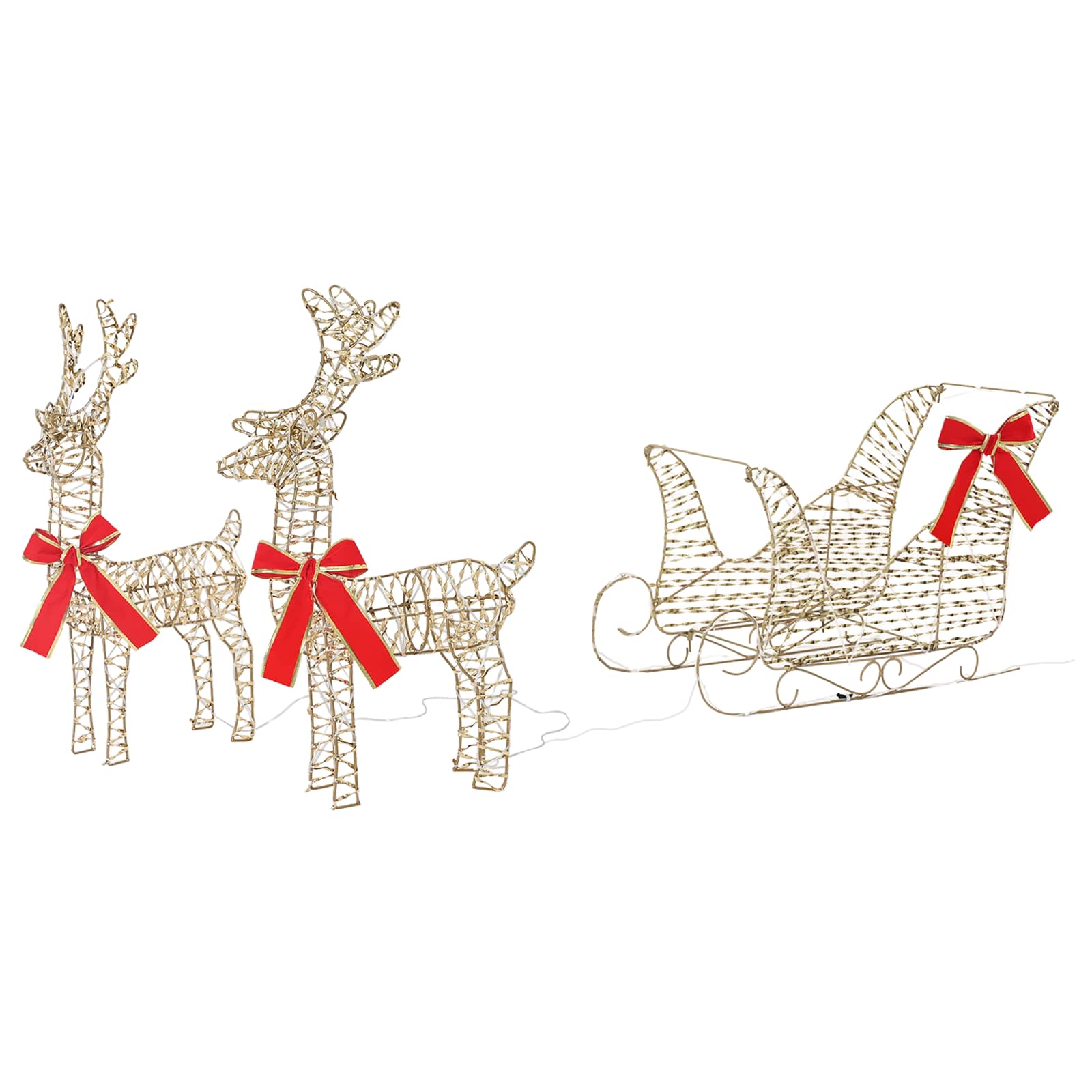Slitta trainata da renna Bianco caldo 30 x 12 x 55 cm PET | homemem39