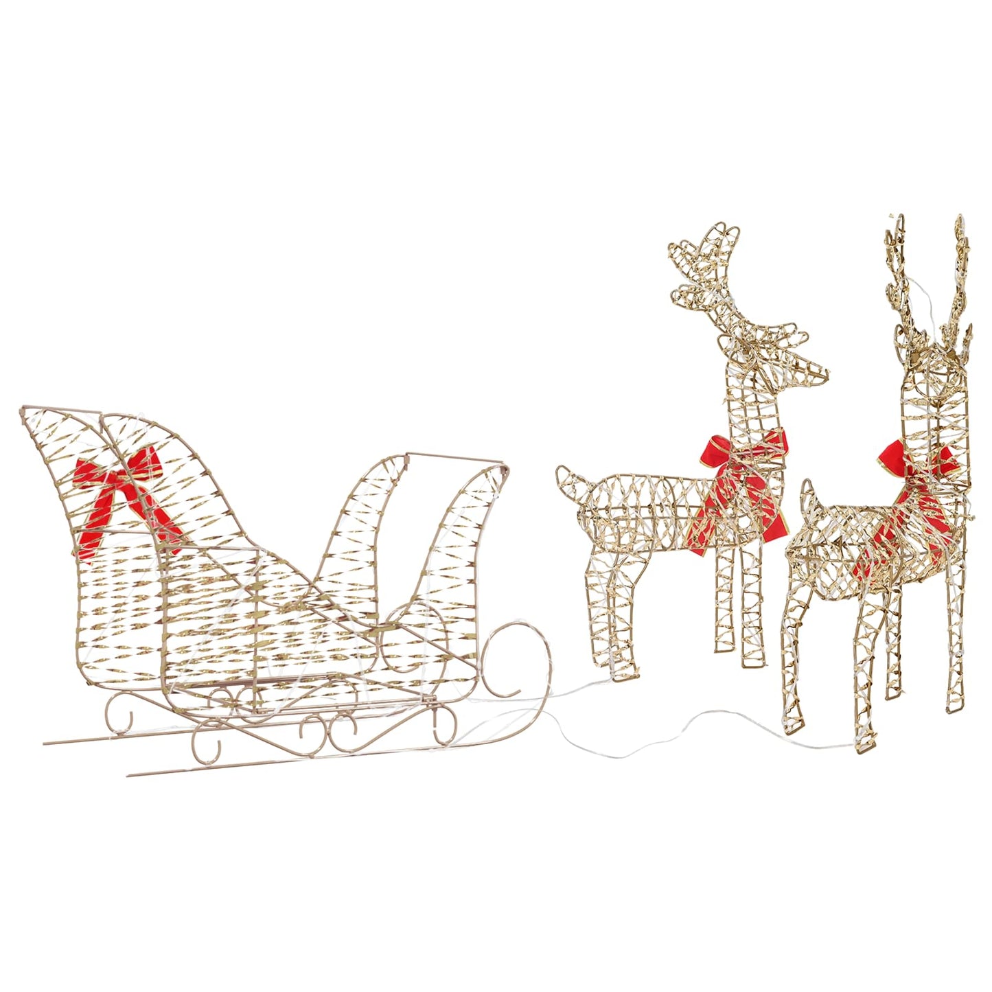 Slitta trainata da renna Bianco caldo 30 x 12 x 55 cm PET | homemem39