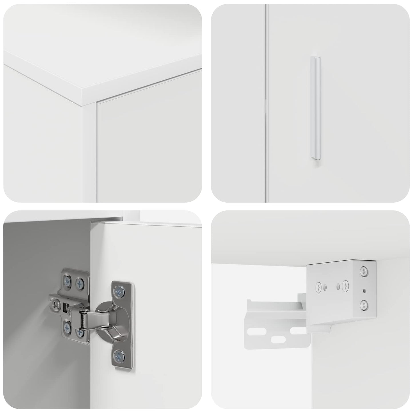 Set mobile TV Montaggio a parete 4 pcs Bianco Legno multistrato