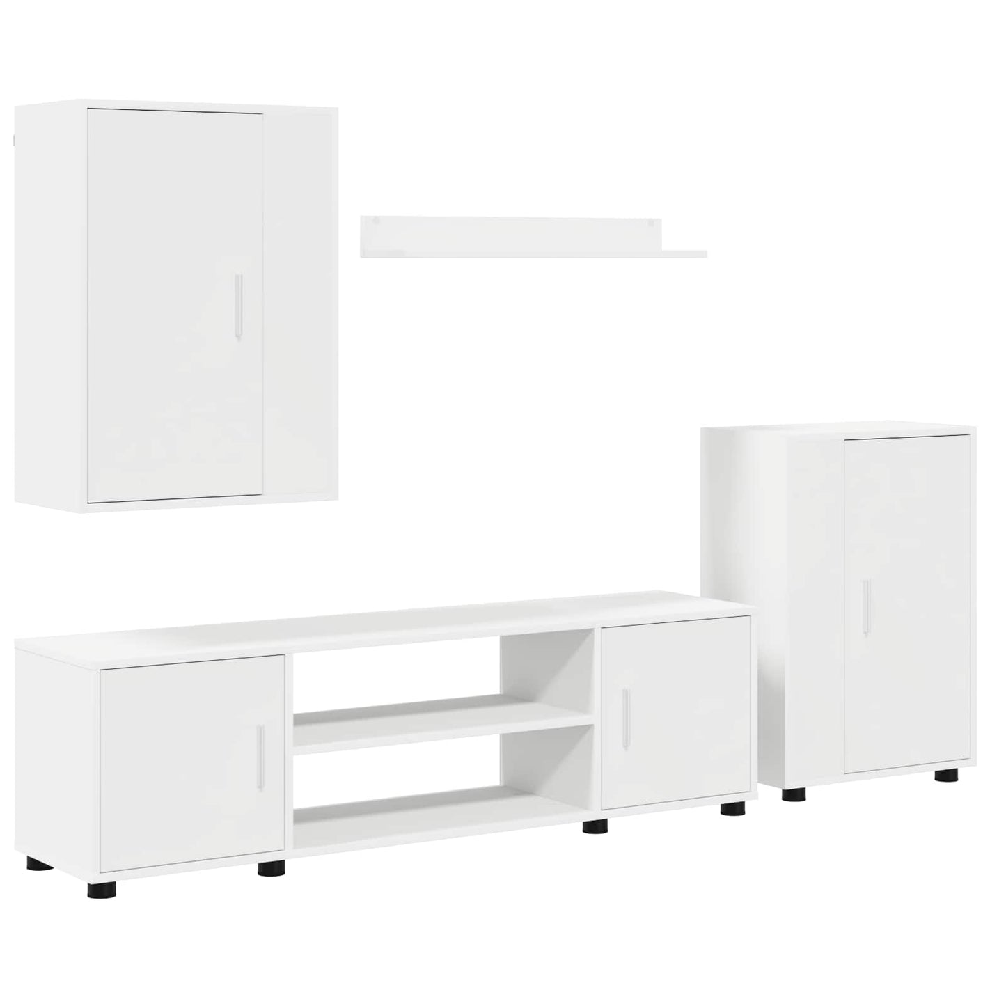 Set mobile TV Montaggio a parete 4 pcs Bianco Legno multistrato