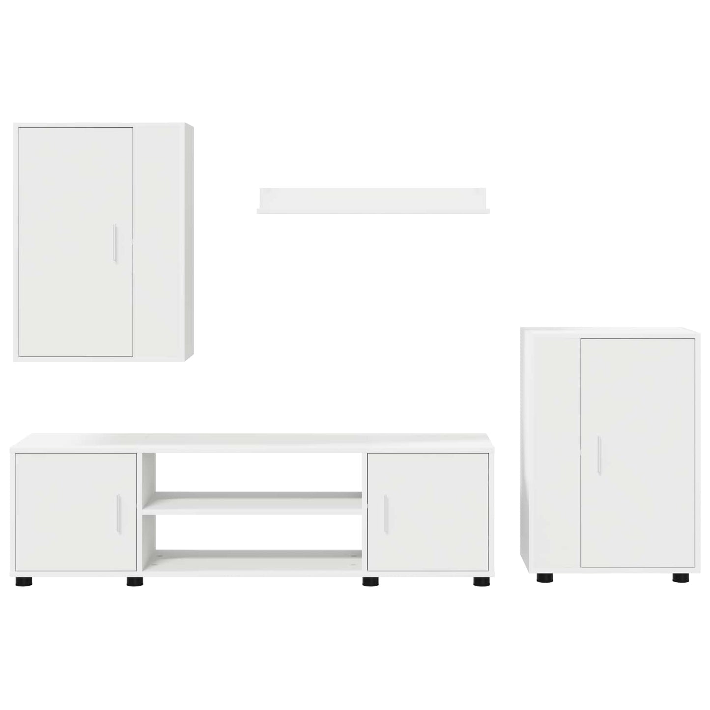 Set mobile TV Montaggio a parete 4 pcs Bianco Legno multistrato