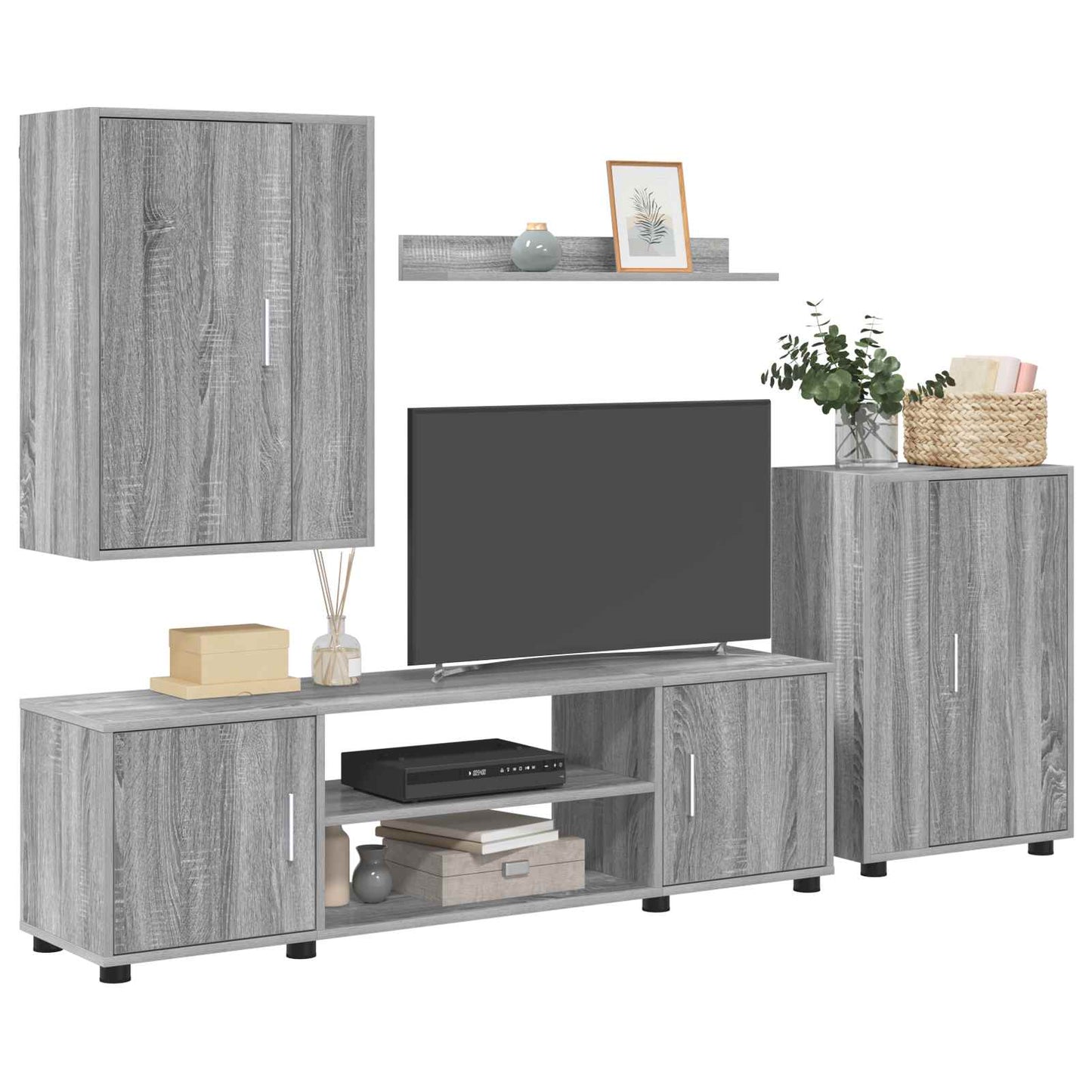 Set mobile TV 4 pcs Grigio Sonoma Legno multistrato