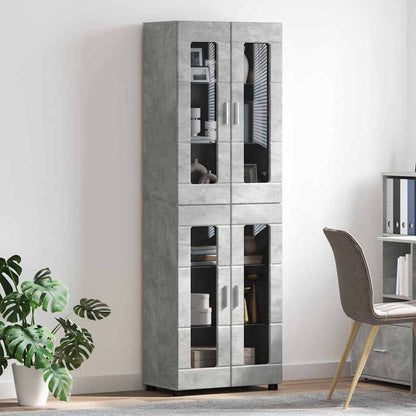 Credenza Grigio cemento 60 x 35 x 182 cm Legno multistrato