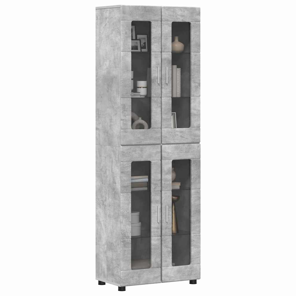 Credenza Grigio cemento 60 x 35 x 182 cm Legno multistrato