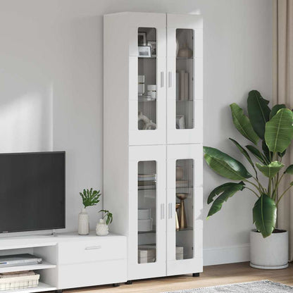 Credenza con lo scaffale FLORIN Bianco Lucido 60 x 35 x 182 cm