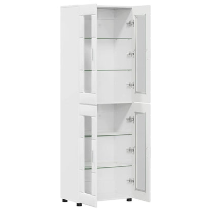 Credenza Bianco Lucido 60 x 35 x 182 cm Legno multistrato