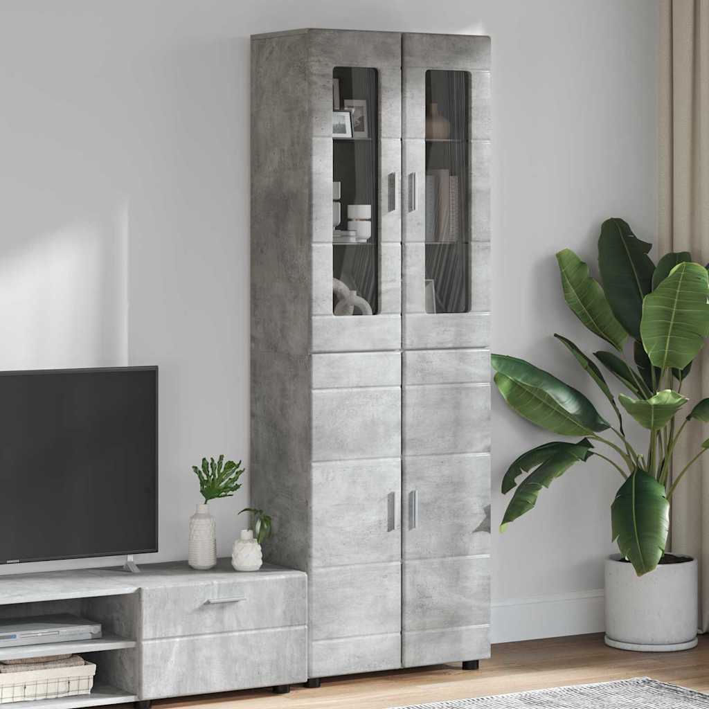 Credenza Grigio cemento 60 x 35 x 182 cm Legno multistrato
