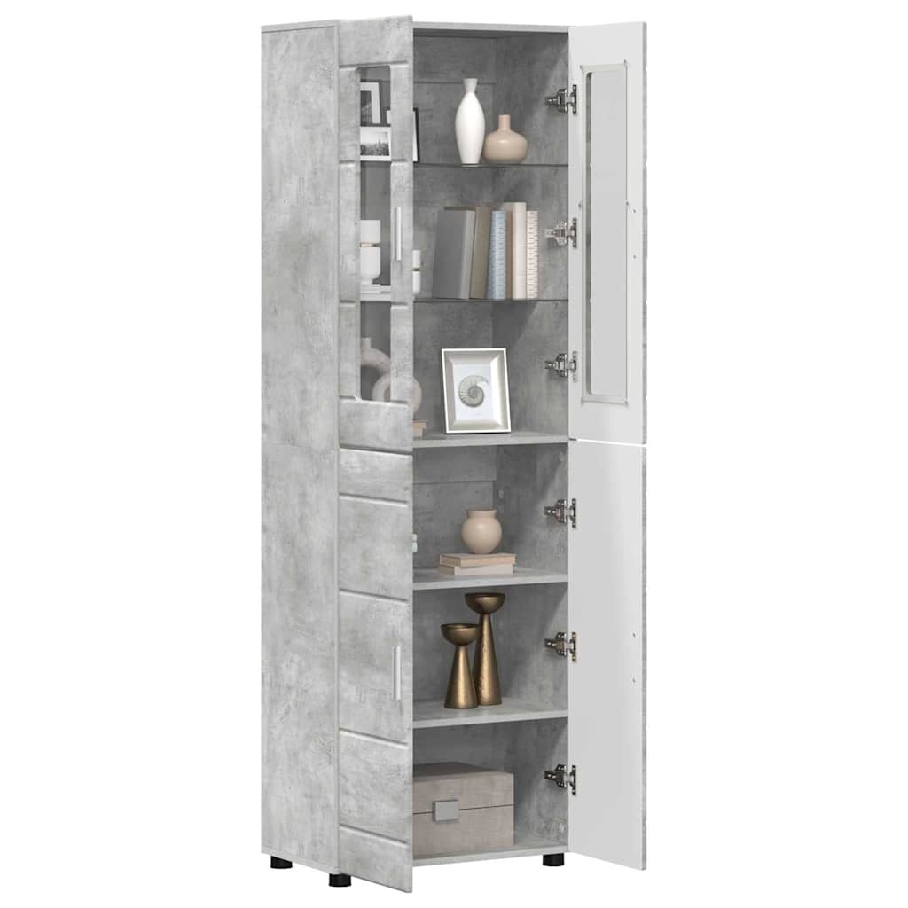 Credenza Grigio cemento 60 x 35 x 182 cm Legno multistrato