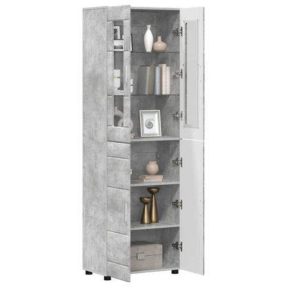Credenza Grigio cemento 60 x 35 x 182 cm Legno multistrato