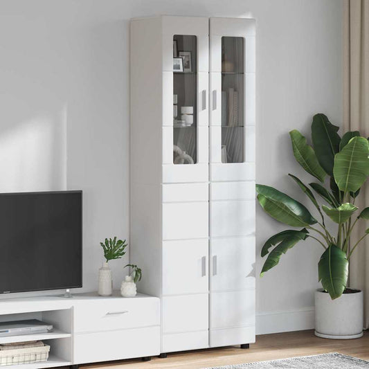 Credenza con lo scaffale FLORIN Bianco Lucido 60 x 35 x 182 cm