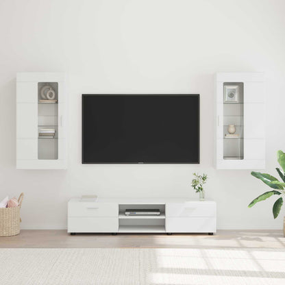 Set mobile TV con porta FLORIN 3 pcs Bianco Legno multistrato | homemem39