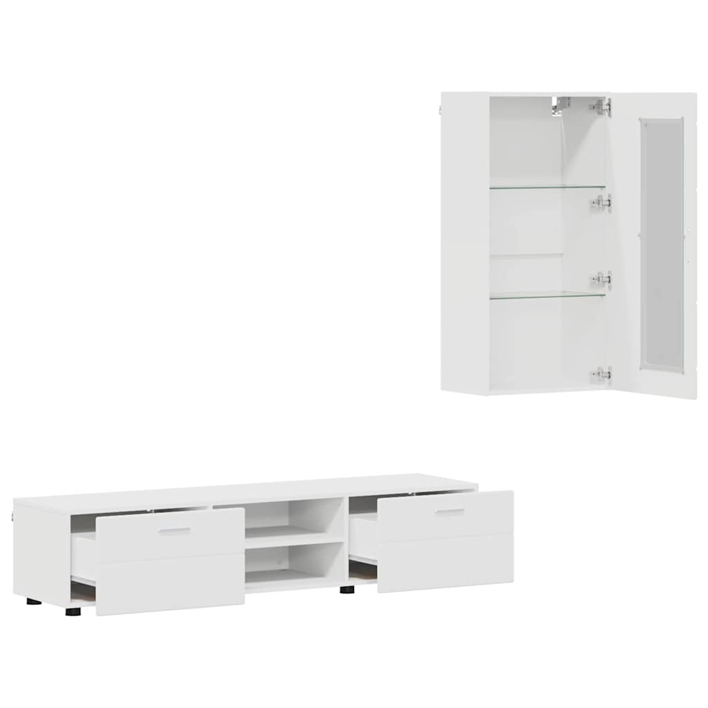 Set mobile TV con cassetto con porta Bianco Legno multistrato