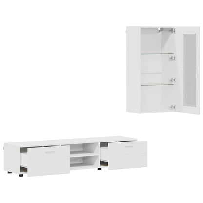 Set mobile TV con cassetto con porta Bianco Legno multistrato