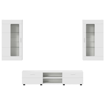 Set mobile TV con porta FLORIN 3 pcs Bianco Legno multistrato