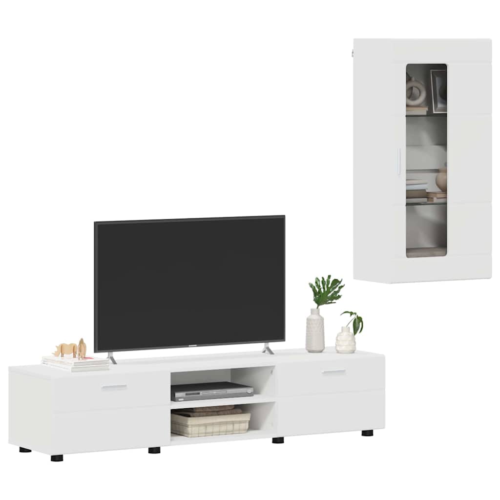 Set mobile TV con cassetto con porta Bianco Legno multistrato