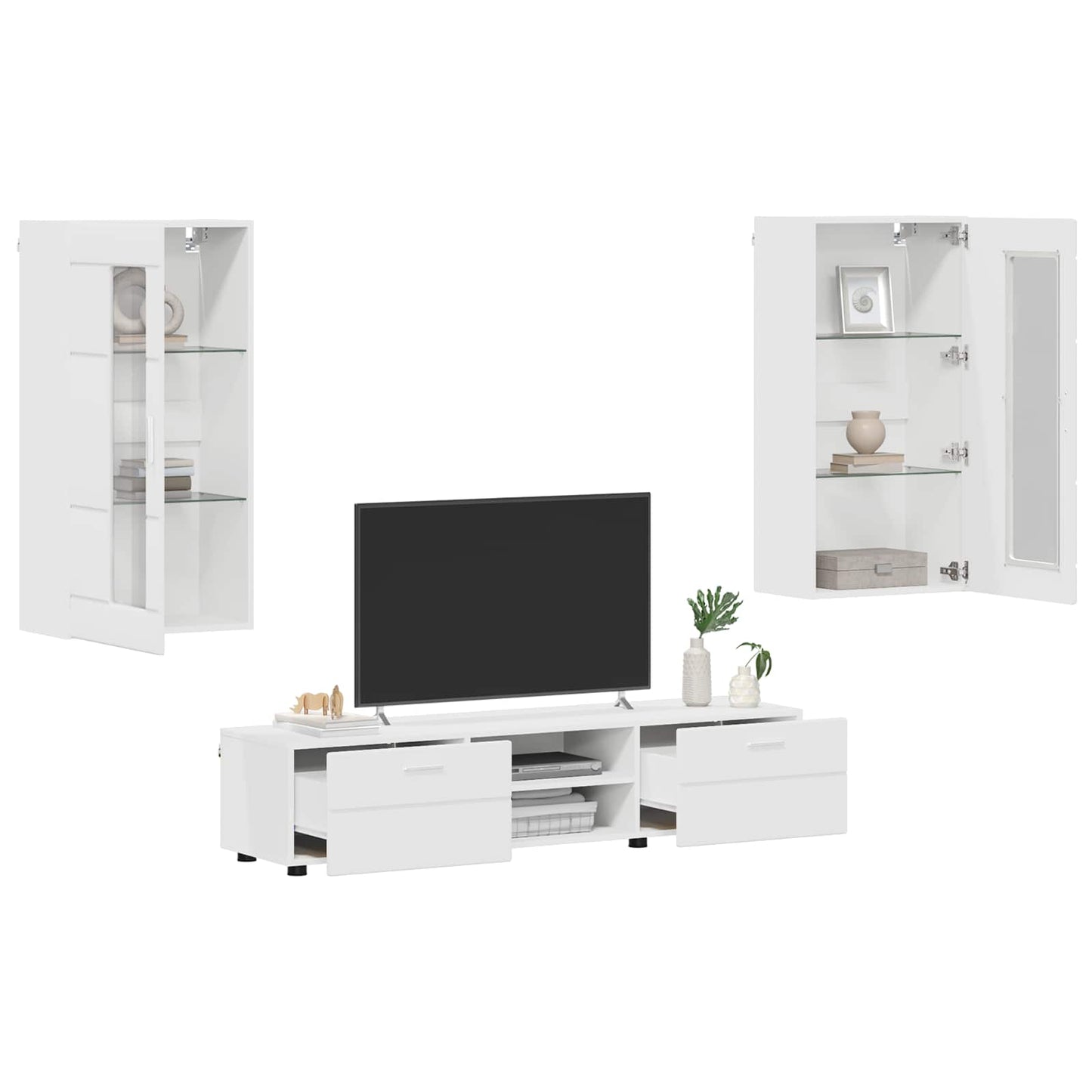 Set mobile TV con porta FLORIN 3 pcs Bianco Legno multistrato | homemem39