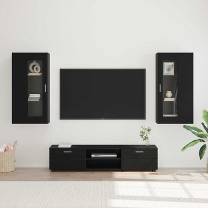 Set mobile TV con cassetto FLORIN 3 pcs Nero Legno multistrato