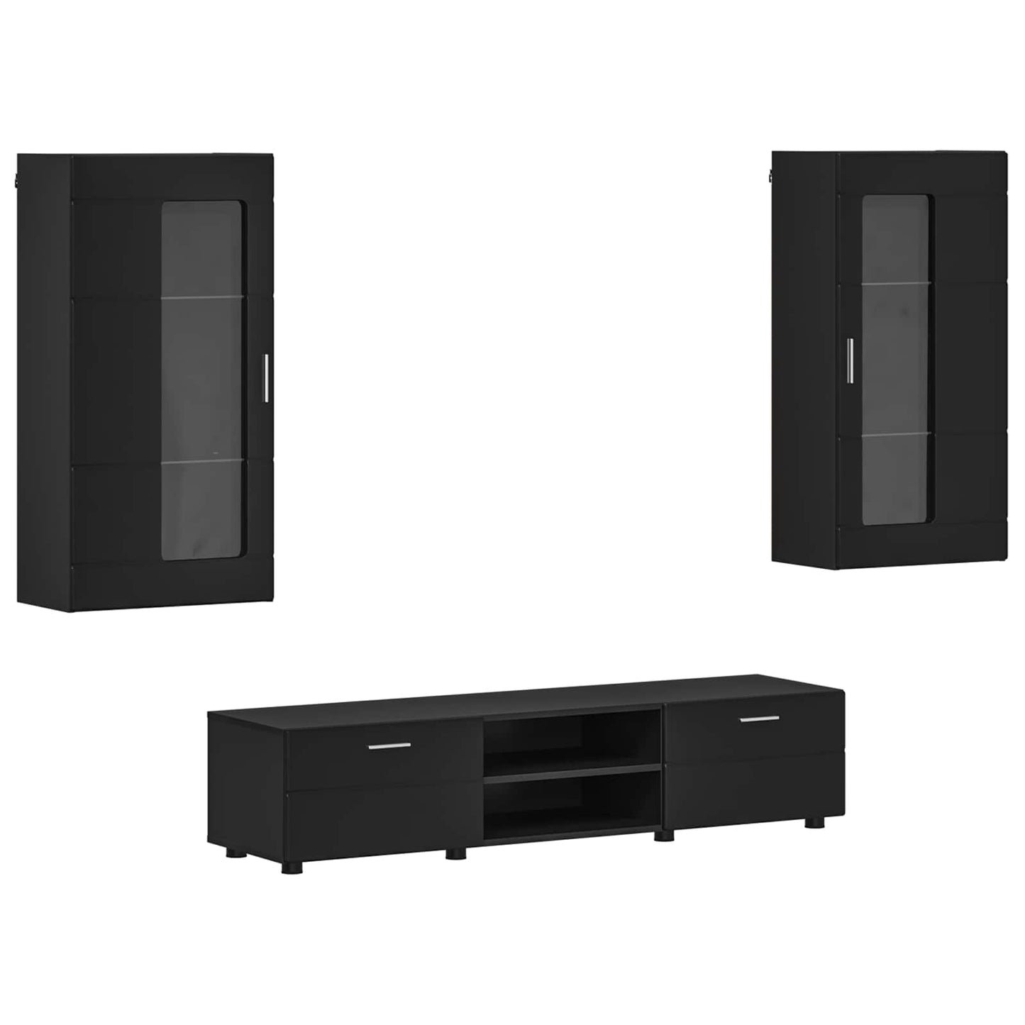 Set mobile TV con cassetto FLORIN 3 pcs Nero Legno multistrato