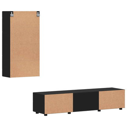 Set mobile TV con cassetto con porta Nero Legno multistrato
