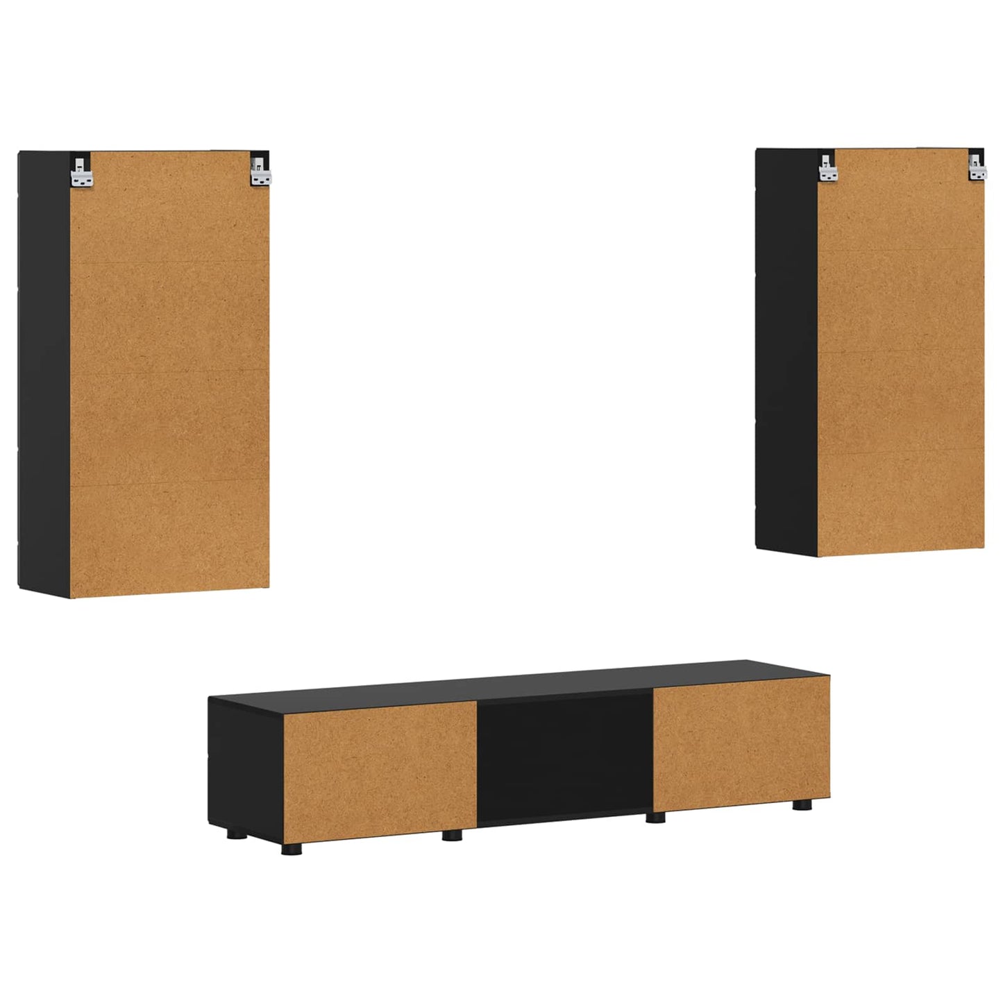 Set mobile TV con cassetto FLORIN 3 pcs Nero Legno multistrato