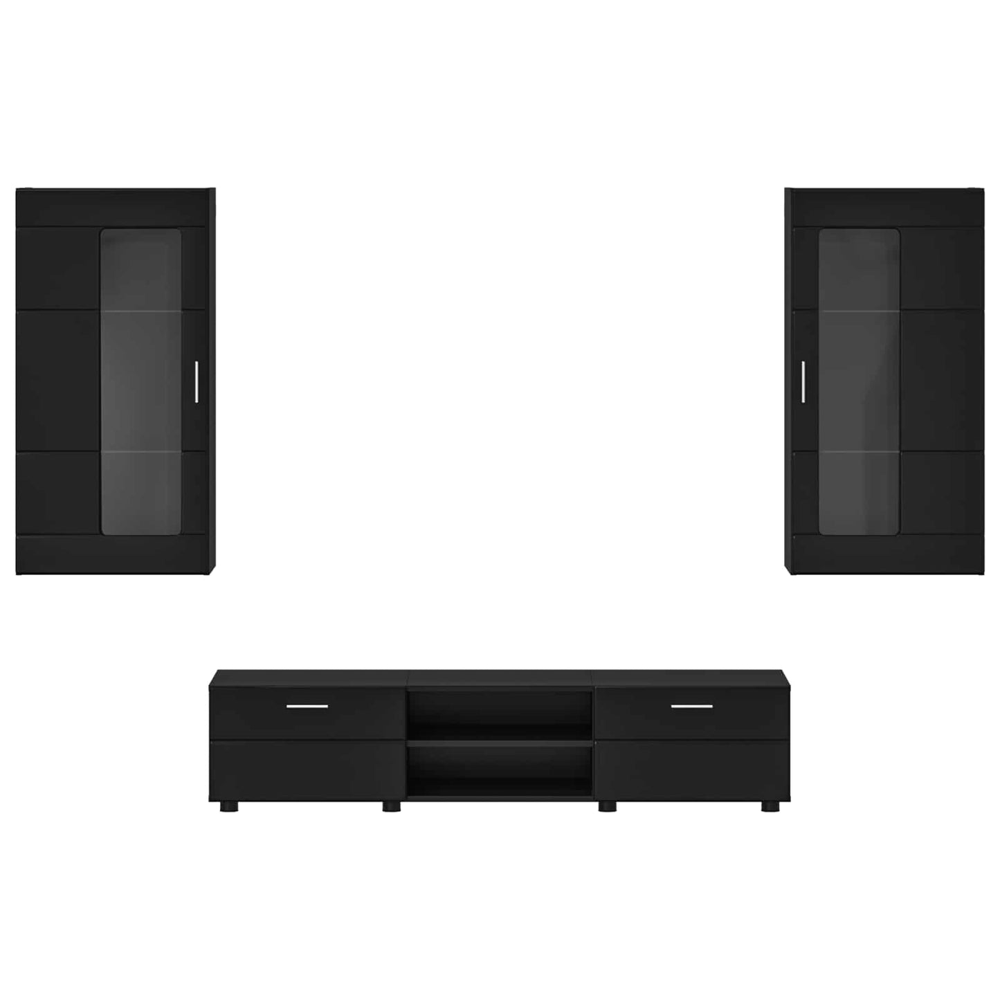 Set mobile TV con cassetto FLORIN 3 pcs Nero Legno multistrato | homemem39