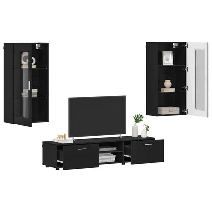 Set mobile TV con cassetto FLORIN 3 pcs Nero Legno multistrato | homemem39