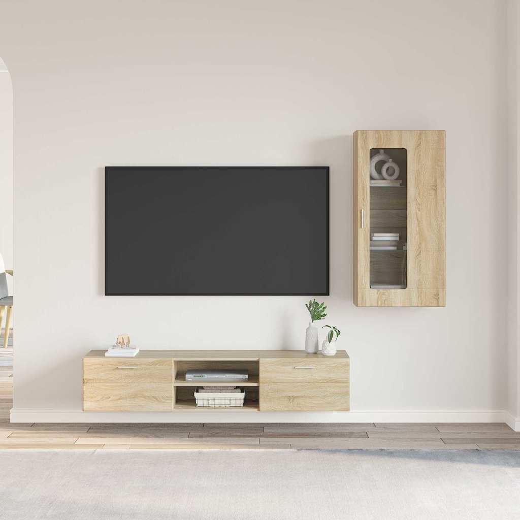 Set mobile TV con cassetto Rovere Sonoma Legno multistrato
